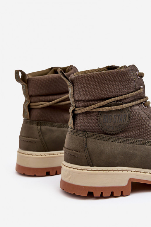pánske Čižmy topánky Memory Foam khaki farby Big Star KK174205