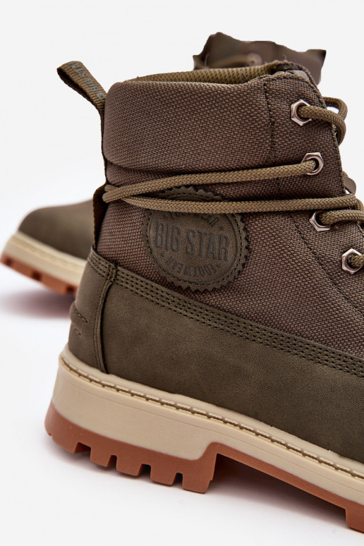 pánske Čižmy topánky Memory Foam khaki farby Big Star KK174205