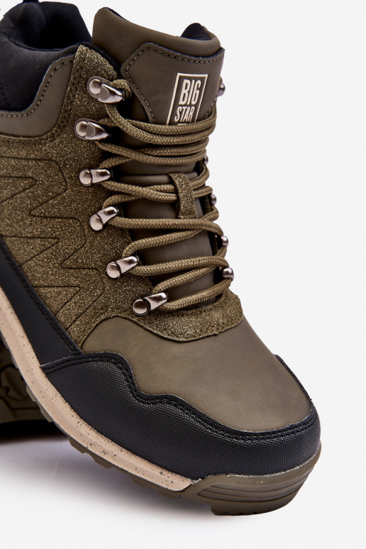 Dámske Vyhrievané turistické topánky khaki farby Big Star MM274480 Dámske Vyhrievané turistické topánky khaki farby Big Star MM274480