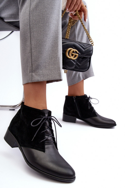 Módne Dámske Čižmy na šnurovanie čierna Kefora Módne Dámske Čižmy na šnurovanie čierna Kefora