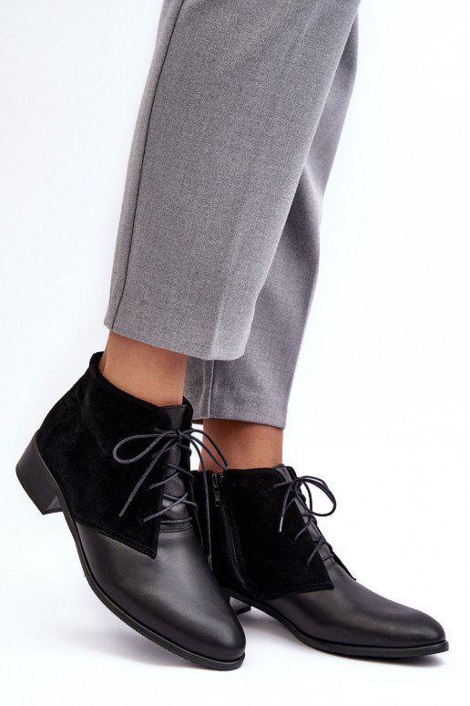 Módne Dámske Čižmy na šnurovanie čierna Kefora Módne Dámske Čižmy na šnurovanie čierna Kefora