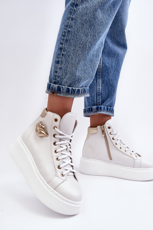 Bežná obuv Vysoká so zipsami Lemar biela farba Katerin Bežná obuv Vysoká so zipsami Lemar biela farba Katerin