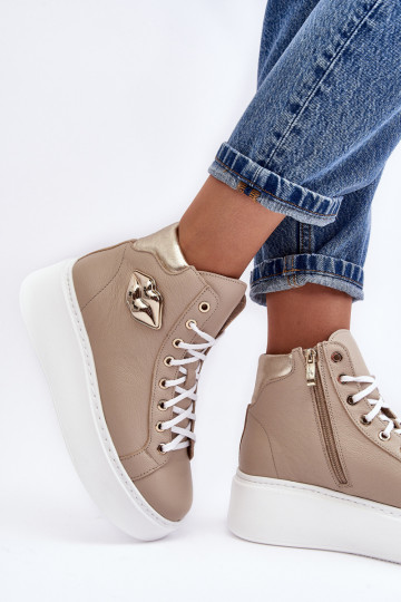 Bežná obuv Vysoká so zipsami Lemar béžová Katerin