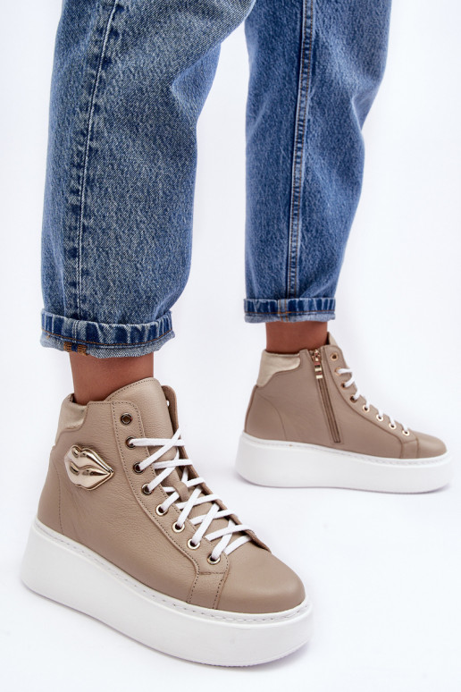 Bežná obuv Vysoká so zipsami Lemar béžová Katerin