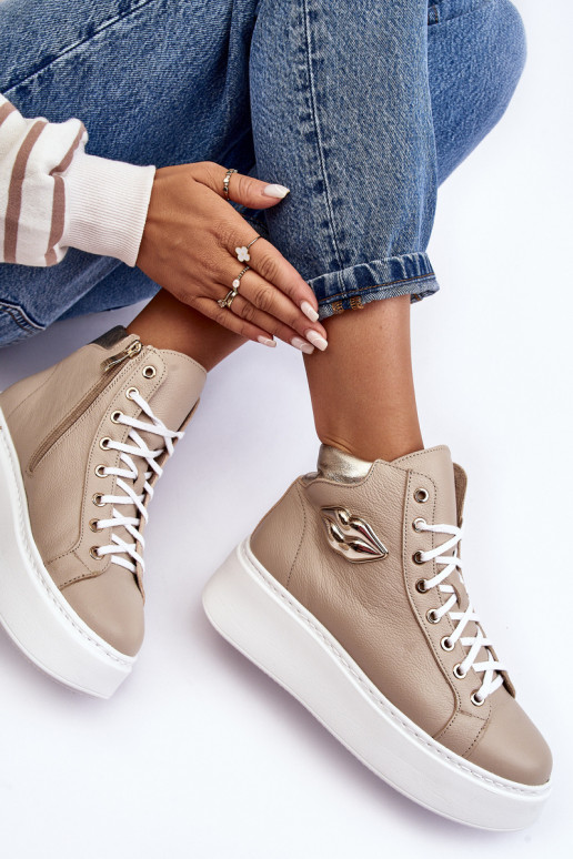 Bežná obuv Vysoká so zipsami Lemar béžová Katerin