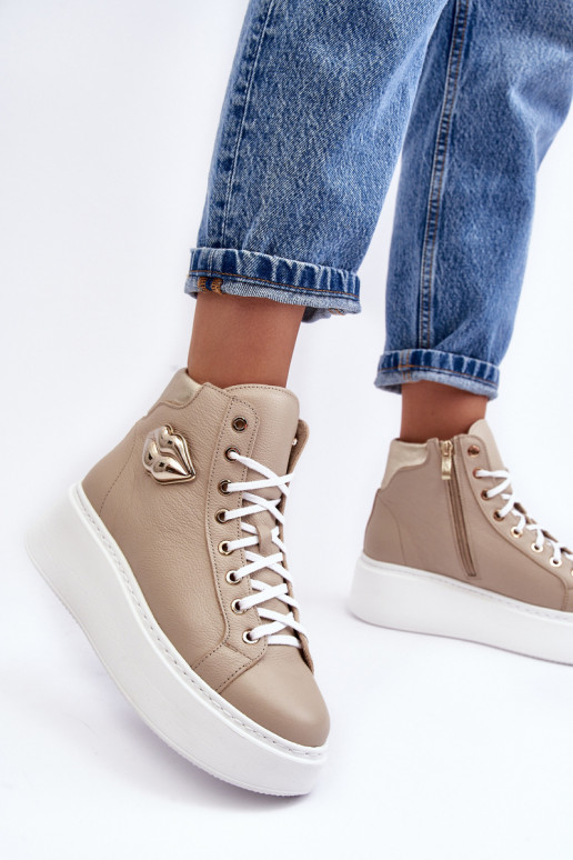 Bežná obuv Vysoká so zipsami Lemar béžová Katerin