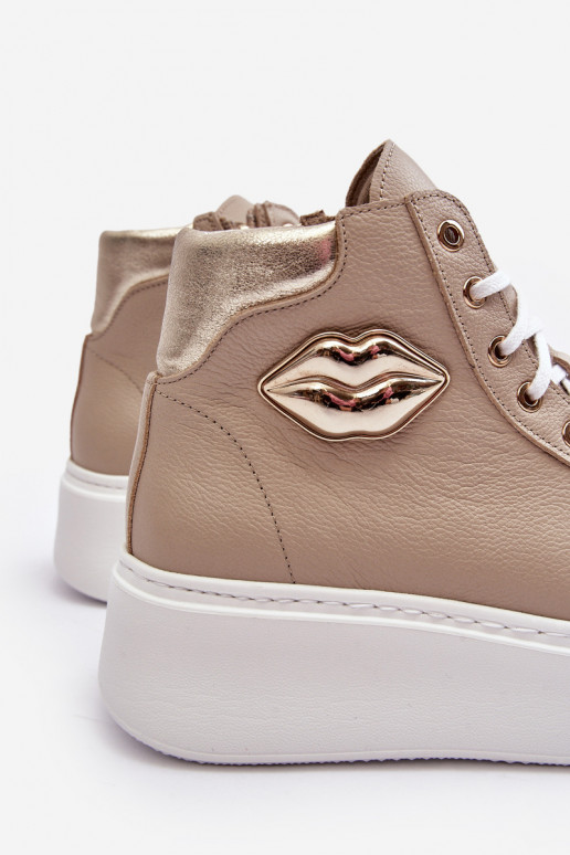 Bežná obuv Vysoká so zipsami Lemar béžová Katerin