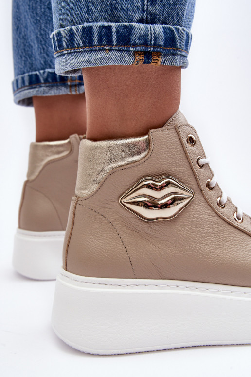 Bežná obuv Vysoká so zipsami Lemar béžová Katerin