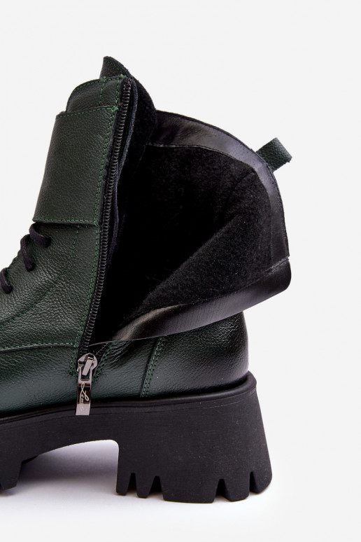 Kožené Vysoké jazdecké čižmy zelená farba Lemar Anceria Kožené Vysoké jazdecké čižmy zelená farba Lemar Anceria