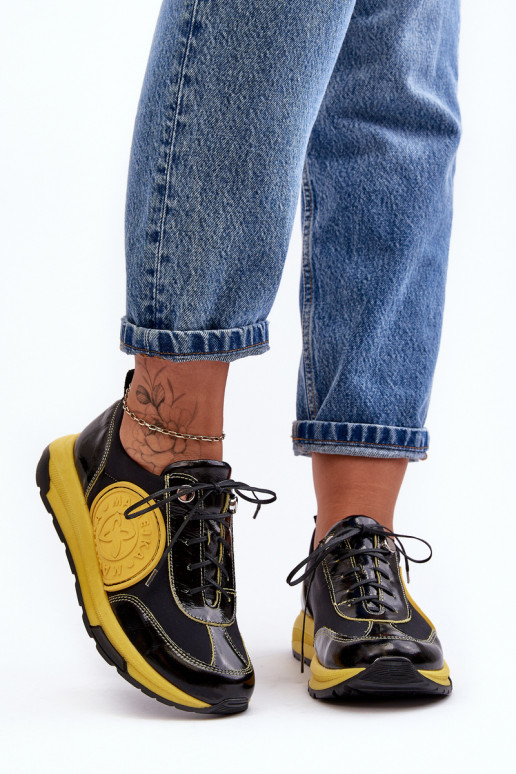 Dámske tenisky Kožené Máciejka 06295-01 Čierna a-žltá Dámske tenisky Kožené Máciejka 06295-01 Čierna a-žltá