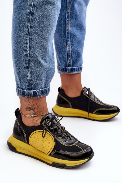 Dámske tenisky Kožené Máciejka 06295-01 Čierna a-žltá Dámske tenisky Kožené Máciejka 06295-01 Čierna a-žltá