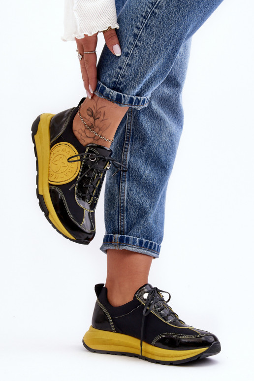 Dámske tenisky Kožené Máciejka 06295-01 Čierna a-žltá Dámske tenisky Kožené Máciejka 06295-01 Čierna a-žltá