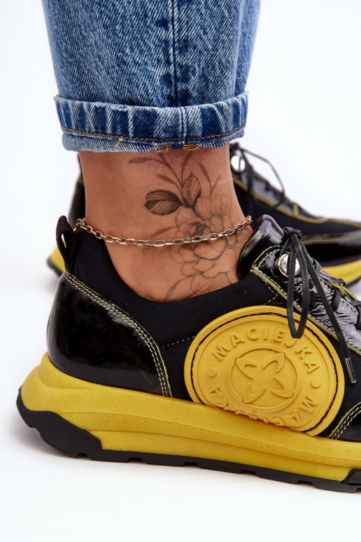 Dámske tenisky Kožené Máciejka 06295-01 Čierna a-žltá Dámske tenisky Kožené Máciejka 06295-01 Čierna a-žltá