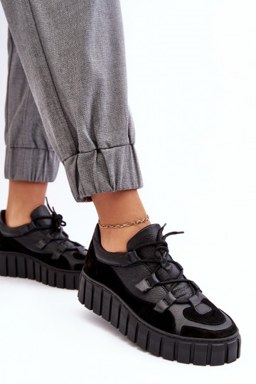 Dámske Kožené tenisky s platformou M01/1 Zazoo čierna