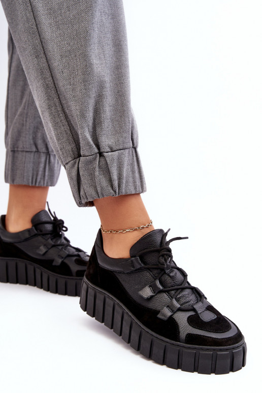 Dámske Kožené tenisky s platformou M01/1 Zazoo čierna