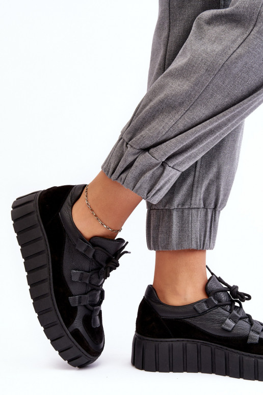 Dámske Kožené tenisky s platformou M01/1 Zazoo čierna