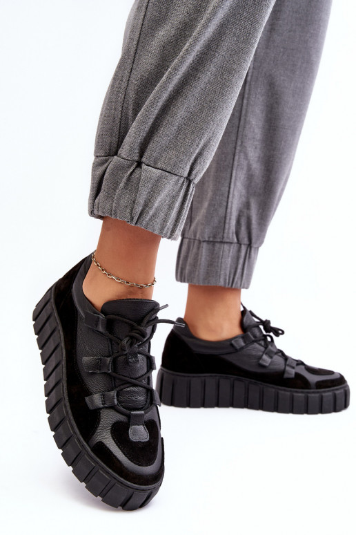 Dámske Kožené tenisky s platformou M01/1 Zazoo čierna