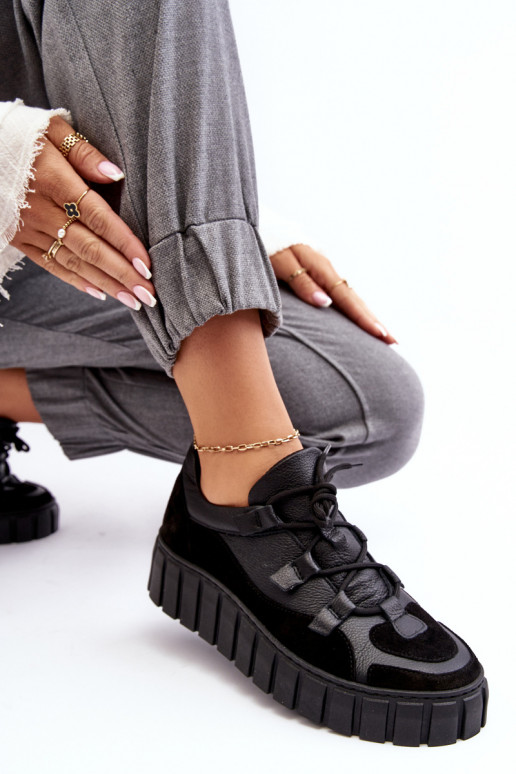 Dámske Kožené tenisky s platformou M01/1 Zazoo čierna