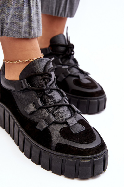 Dámske Kožené tenisky s platformou M01/1 Zazoo čierna