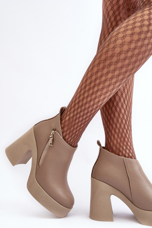 Dámske čižmy Zapnuté masívnom póle so zipsami 1755 Zazoo béžová Dámske čižmy Zapnuté masívnom póle so zipsami 1755 Zazoo béžová