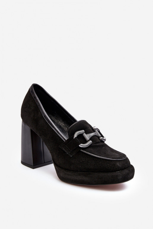 Kožené Topánky Zapnuté masívnom póle Laura Messi 2706 čierna