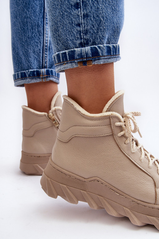zahriať sa Kožené Dámske čižmy s platformou béžová Lemar Jevette