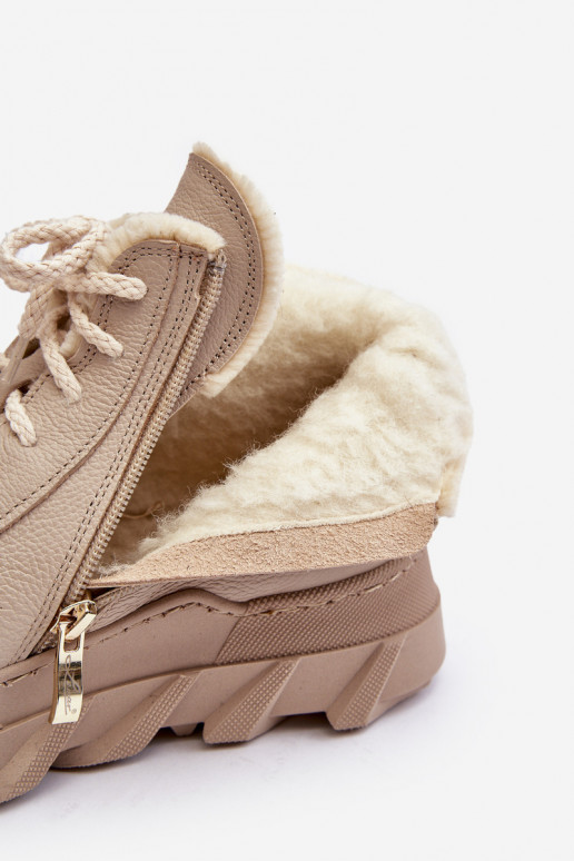 zahriať sa Kožené Dámske čižmy s platformou béžová Lemar Jevette