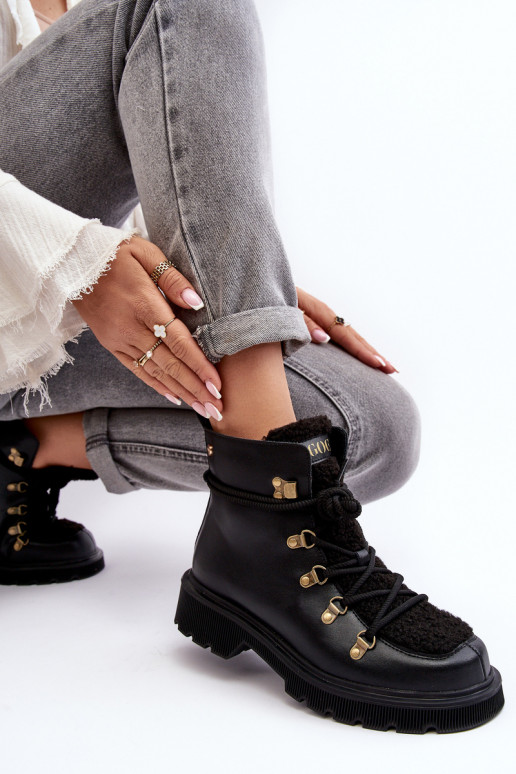 Kožené Čižmy topánky Dámske GOE MM2N4082 čierna