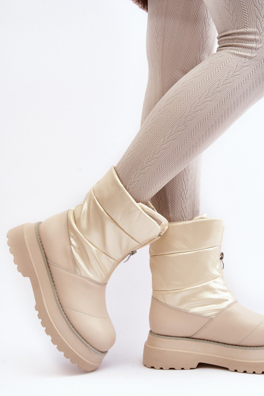 Snehule Dámske Zapnuté hrubej podrážke so zipsami GOE MM2N4079 béžová Snehule Dámske Zapnuté hrubej podrážke so zipsami GOE MM2N4079 béžová