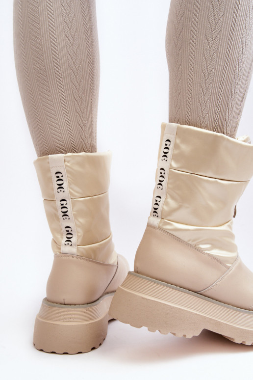 Snehule Dámske Zapnuté hrubej podrážke so zipsami GOE MM2N4079 béžová Snehule Dámske Zapnuté hrubej podrážke so zipsami GOE MM2N4079 béžová