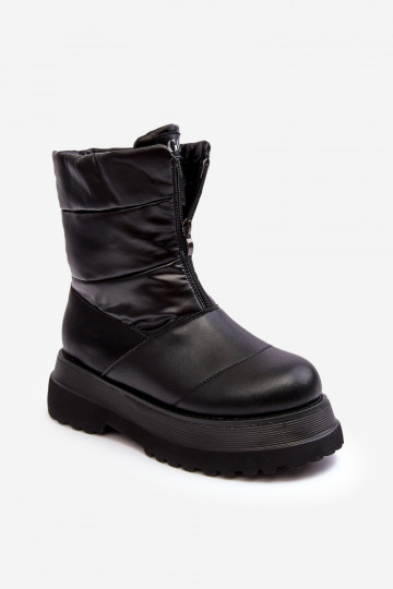 Dámske snehové topánky na hrubej podrážke so zipsom GOE MM2N4078 čierne