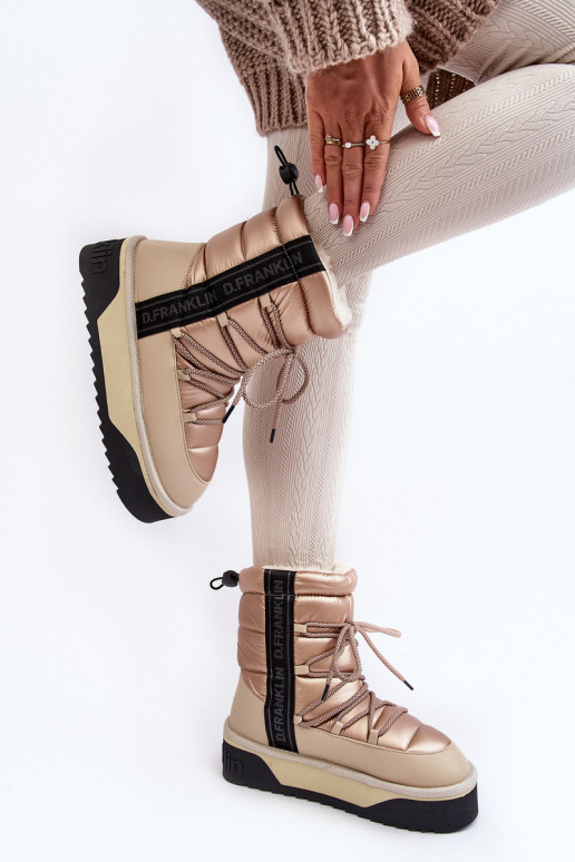 Snehule Dámske Zapnuté hrubej podrážke Vegetárian D.Franklin DFSH371006 béžová Snehule Dámske Zapnuté hrubej podrážke Vegetárian D.Franklin DFSH371006 béžová