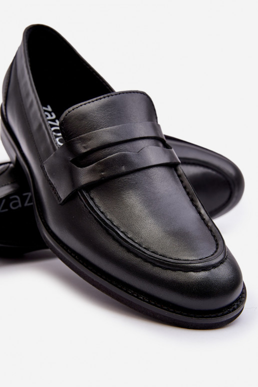 pánske Kožené topánky Mokasíny Zazoo 1570/1 čierna