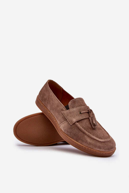 pánske zo semišu Mokasíny topánky Zazoo 1566 Hnedá farba pánske zo semišu Mokasíny topánky Zazoo 1566 Hnedá farba