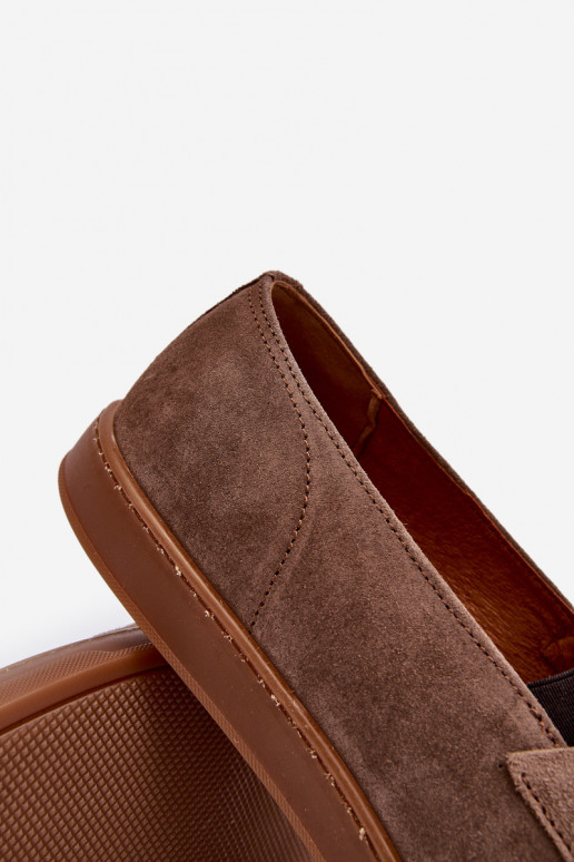 pánske zo semišu Mokasíny topánky Zazoo 1566 Hnedá farba pánske zo semišu Mokasíny topánky Zazoo 1566 Hnedá farba