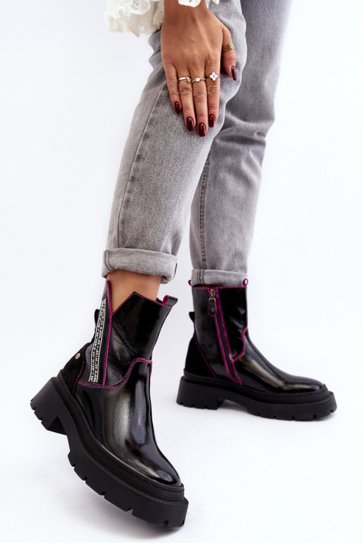 Kožené Dámske Čižmy Máciejka 06236-15 čierna Kožené Dámske Čižmy Máciejka 06236-15 čierna