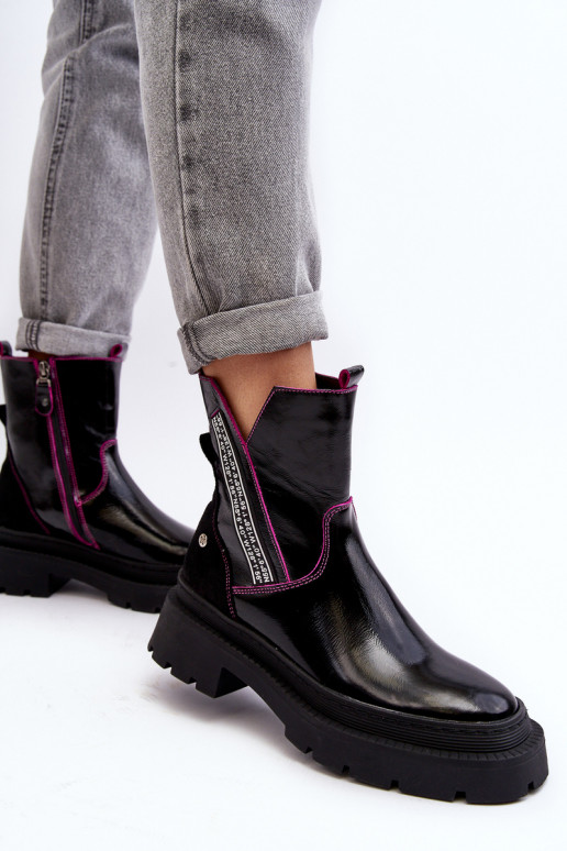 Kožené Dámske Čižmy Máciejka 06236-15 čierna Kožené Dámske Čižmy Máciejka 06236-15 čierna