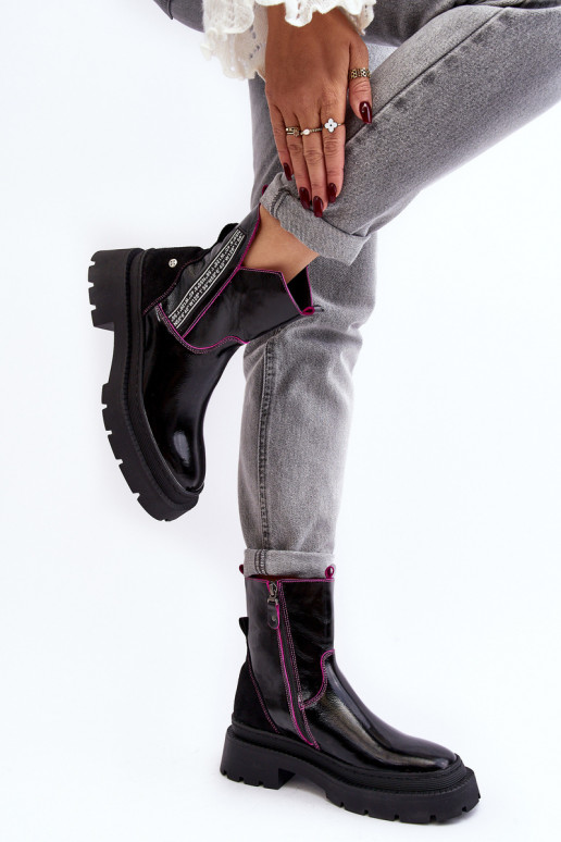 Kožené Dámske Čižmy Máciejka 06236-15 čierna Kožené Dámske Čižmy Máciejka 06236-15 čierna