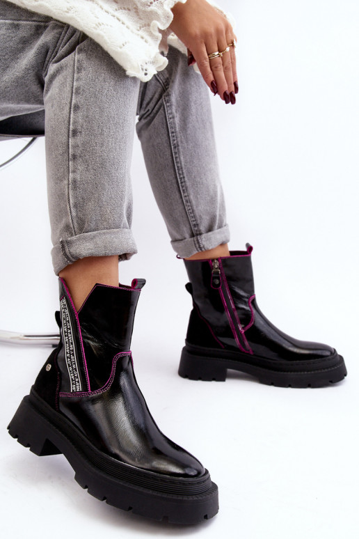 Kožené Dámske Čižmy Máciejka 06236-15 čierna Kožené Dámske Čižmy Máciejka 06236-15 čierna