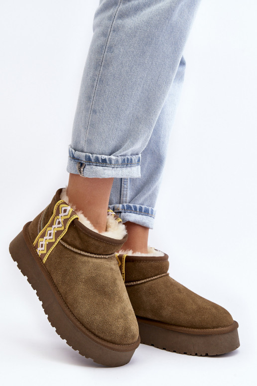 Kožené zo semišu Snehule Dámske zelená farba Vebissat Kožené zo semišu Snehule Dámske zelená farba Vebissat