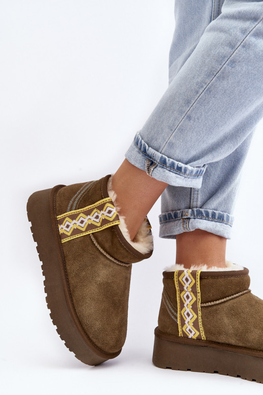 Kožené zo semišu Snehule Dámske zelená farba Vebissat Kožené zo semišu Snehule Dámske zelená farba Vebissat