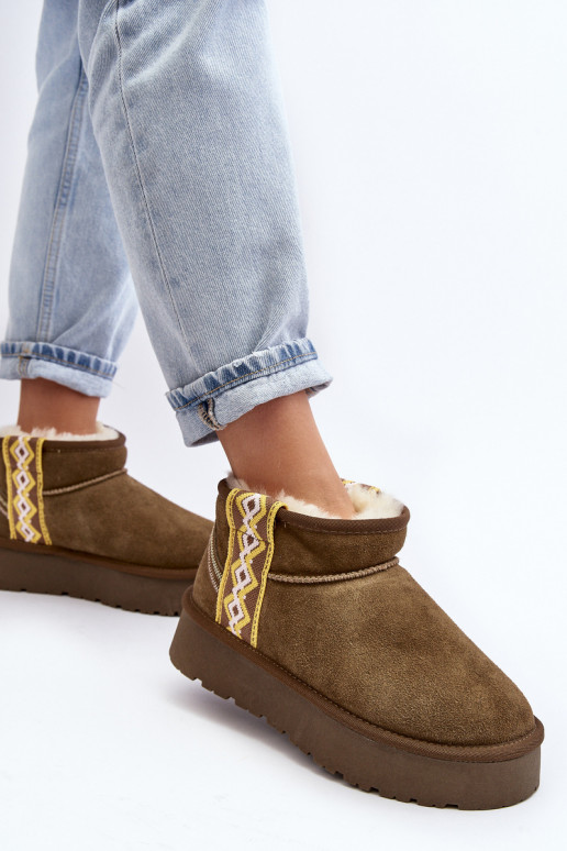 Kožené zo semišu Snehule Dámske zelená farba Vebissat Kožené zo semišu Snehule Dámske zelená farba Vebissat