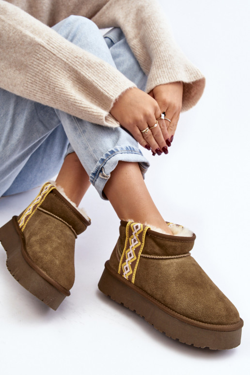 Kožené zo semišu Snehule Dámske zelená farba Vebissat Kožené zo semišu Snehule Dámske zelená farba Vebissat