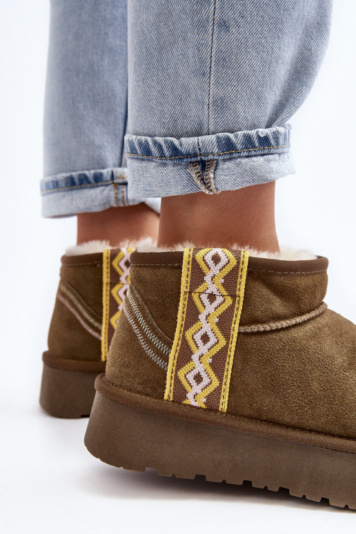 Kožené zo semišu Snehule Dámske zelená farba Vebissat Kožené zo semišu Snehule Dámske zelená farba Vebissat