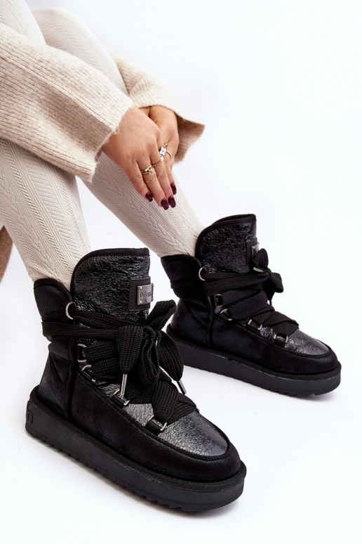 Dámske Snehule so štýlovými detailmi D.Franklin DFSH370006 čierna