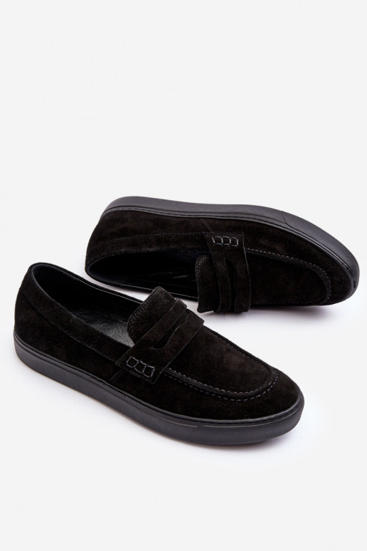 zo semišu Pánske topánky Mokasíny Zazoo 1574 čierna zo semišu Pánske topánky Mokasíny Zazoo 1574 čierna