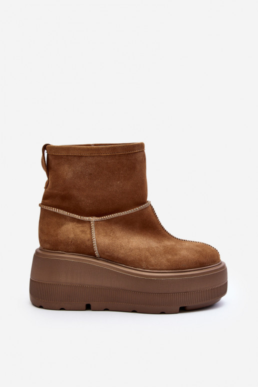Kožené Dámske Čižmy s trendovou masívnou podrážkou Hnedá farba Zazoo 3424 Kožené Dámske Čižmy s trendovou masívnou podrážkou Hnedá farba Zazoo 3424