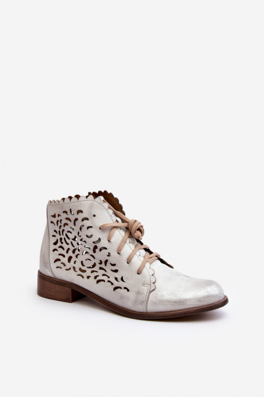 Zazoo 2871 Prelamované čižmy Dámske so šnúrkami strieborná farba Zazoo 2871 Prelamované čižmy Dámske so šnúrkami strieborná farba