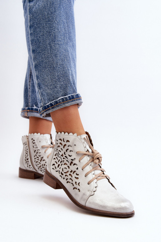 Zazoo 2871 Prelamované čižmy Dámske so šnúrkami strieborná farba Zazoo 2871 Prelamované čižmy Dámske so šnúrkami strieborná farba