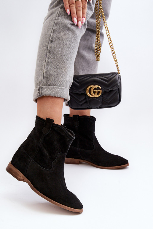 Zazoo 2326 zo semišu Trvalý model Dámske čižmy čierna